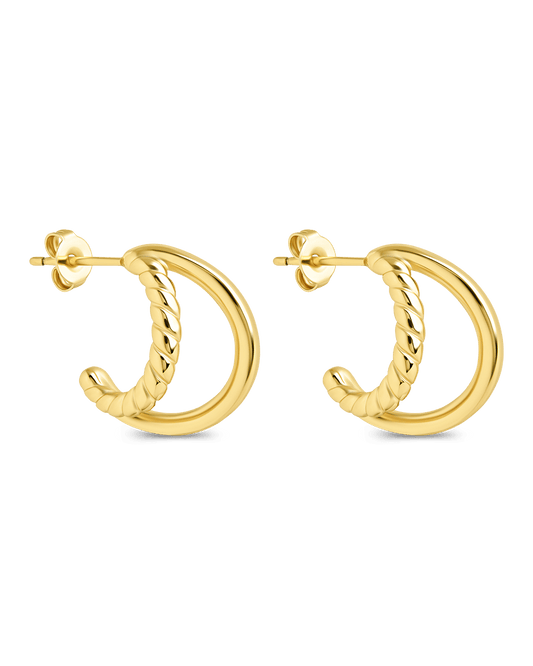 Arcadia Double Row Huggie Hoop Earrings Gold