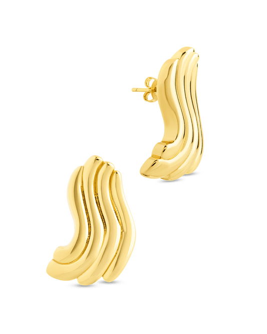 Sylvie Ripple Statement Studs Gold