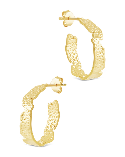 Sterling Silver Mary Textured Hoop Earrings