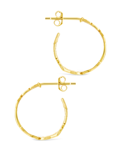 Sterling Silver Mary Textured Hoop Earrings