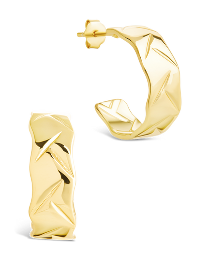 Sterling Silver Ashton Textured Stud Earrings Gold