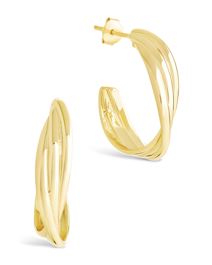 Sterling Silver Monique Twisted Stud Earrings Gold