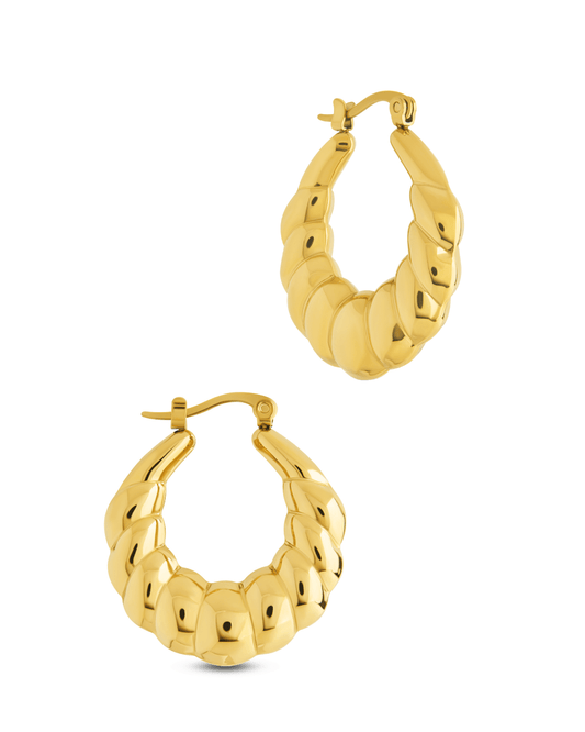 Piper Twisted Polished Hoop Earrings Gold