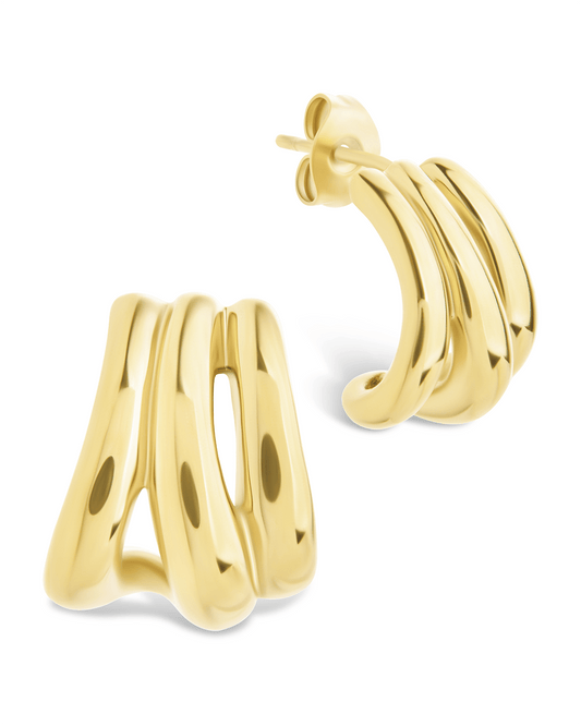 Triple Row Beatrix Statement Hoop Gold