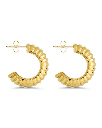 Philippa Ribbed Huggie Hoop Earrings