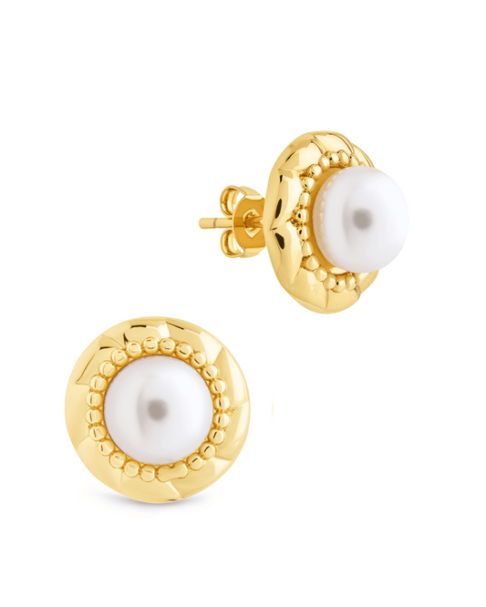 Eudora Pearl Studs Gold