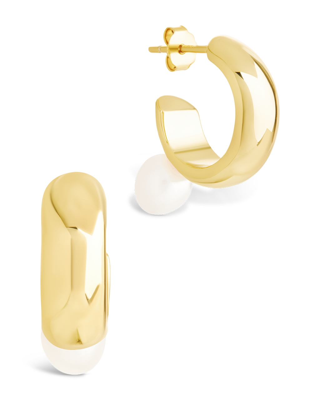 Sterling Silver Micki Pearl Drop Stud Earrings Gold