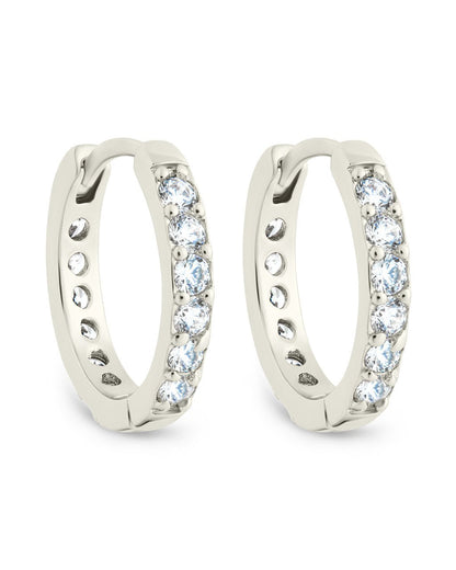Zadie CZ Everyday Hoop Earrings Silver White