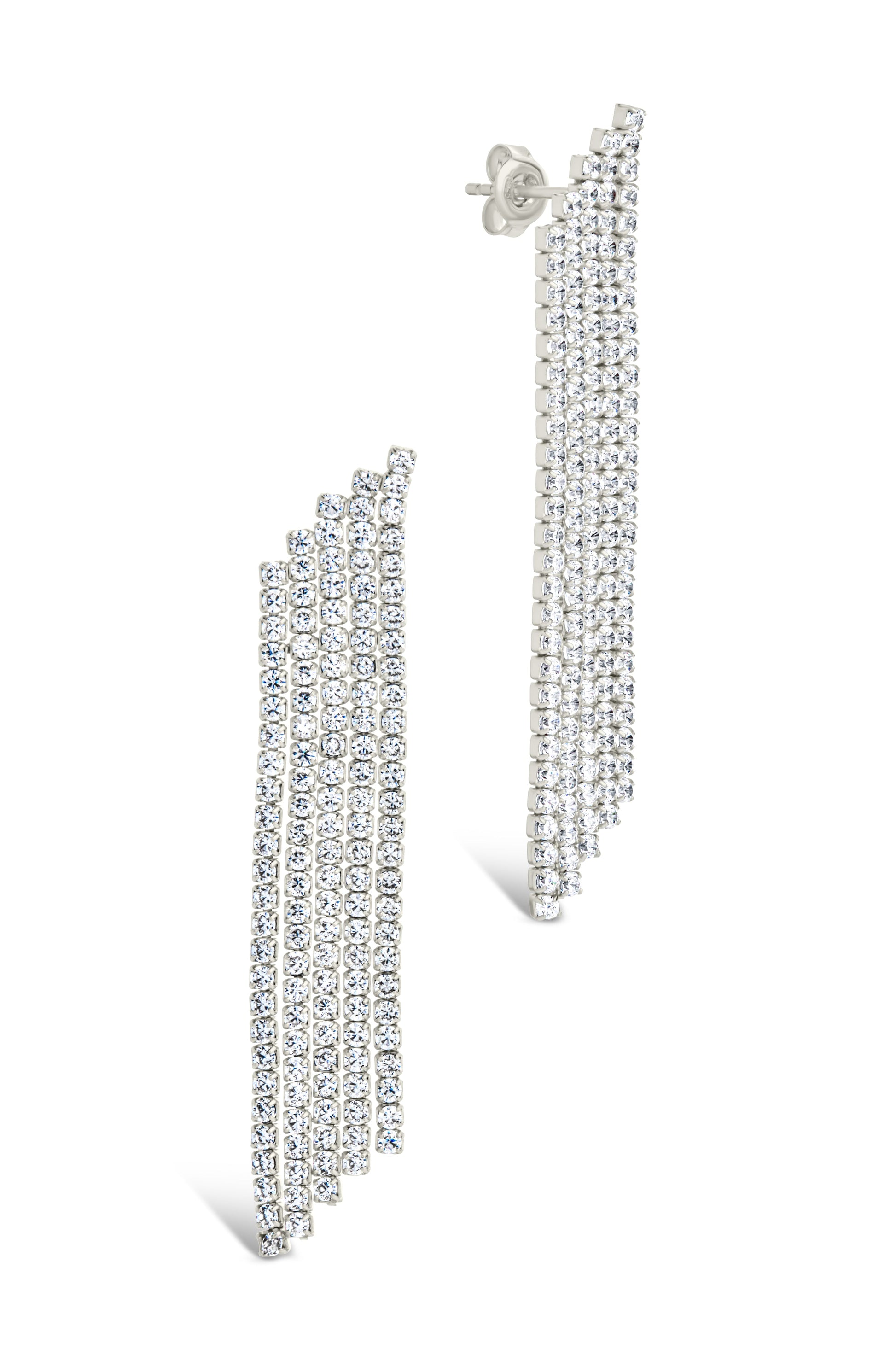 Clara CZ Dangle Stud Earrings Silver