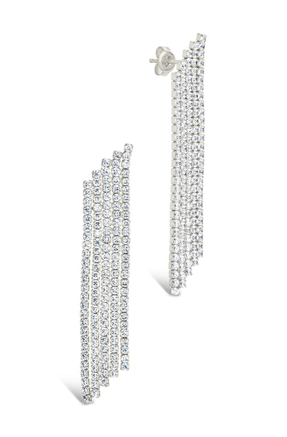Clara CZ Dangle Stud Earrings Silver
