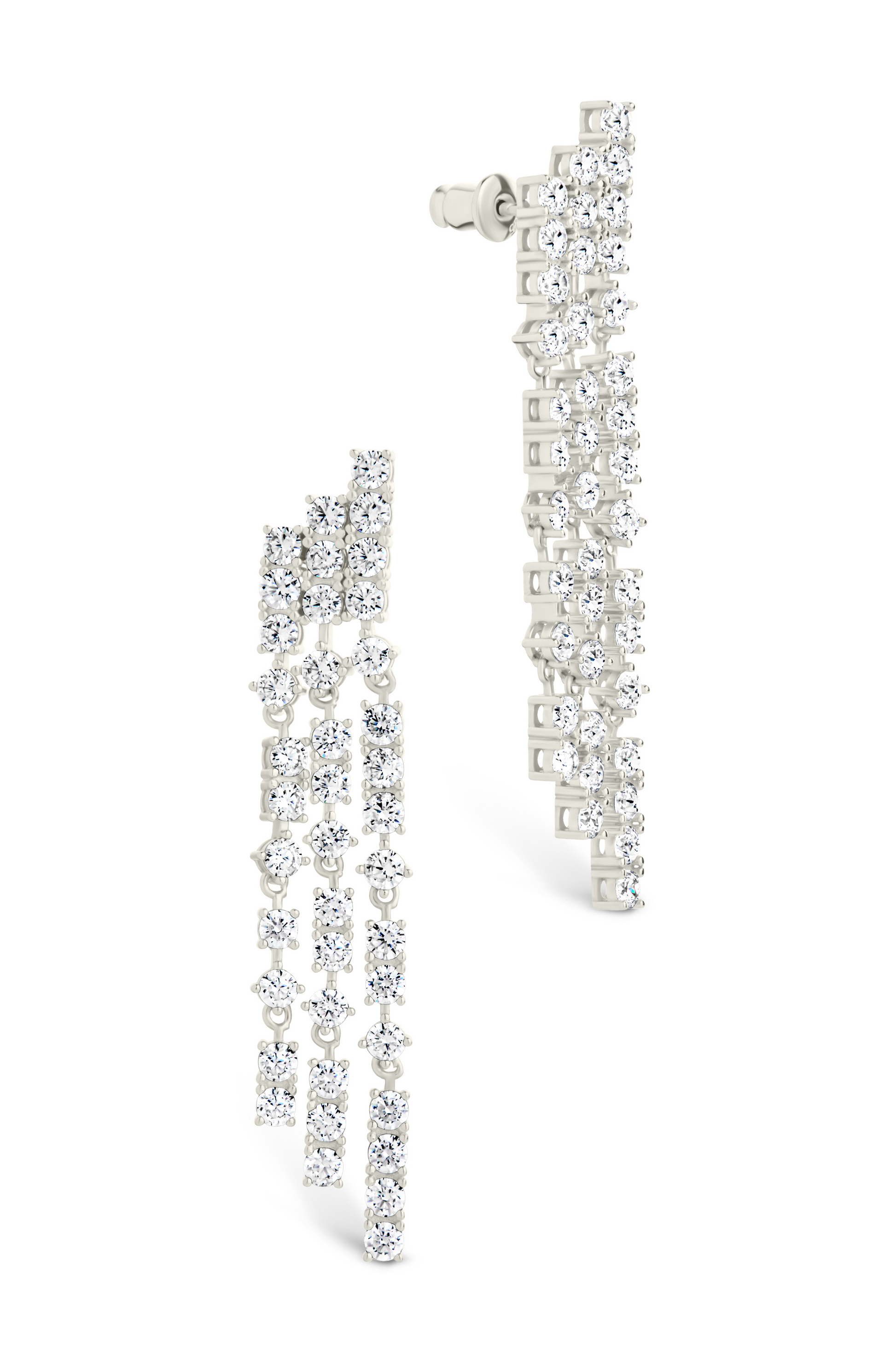 Linda CZ Dangle Stud Earrings Silver