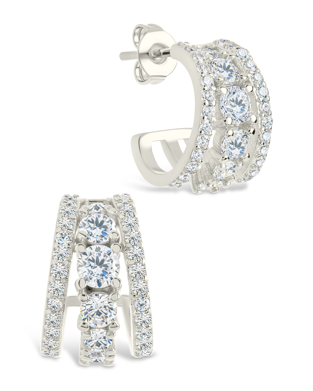 Yasmina CZ Hoop Earrings Silver