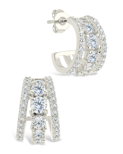 Yasmina CZ Hoop Earrings Silver