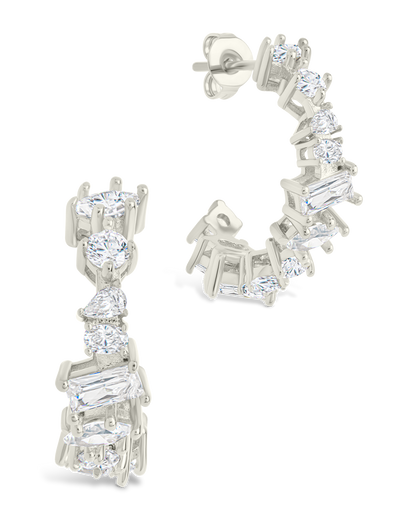 Keziah Geo Cut CZ Hoops Silver