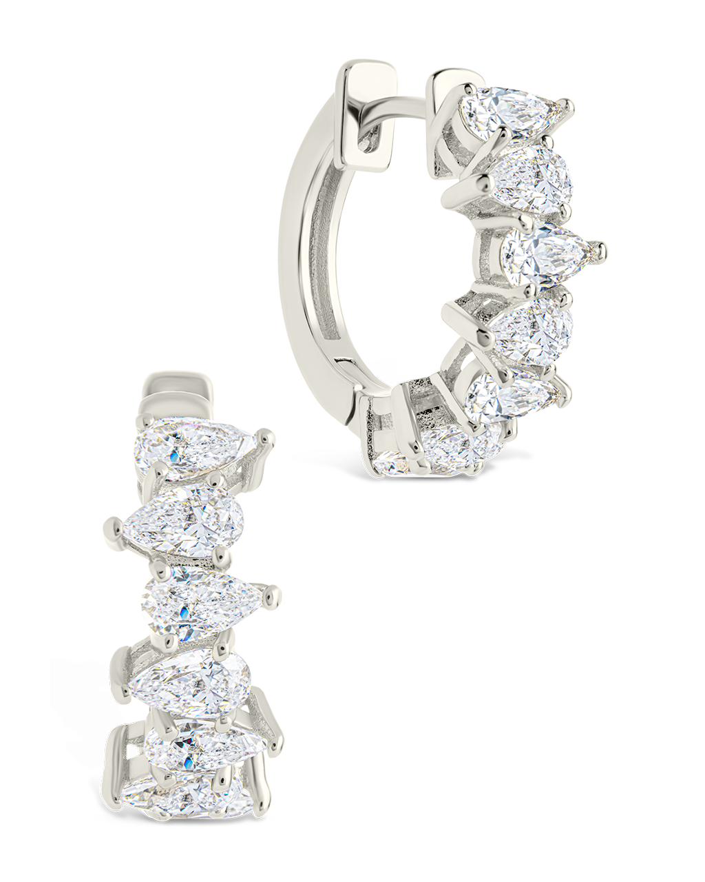Carina Pear Cut CZ Hoops Silver