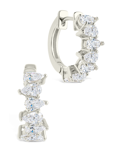 Carina Pear Cut CZ Hoops Silver