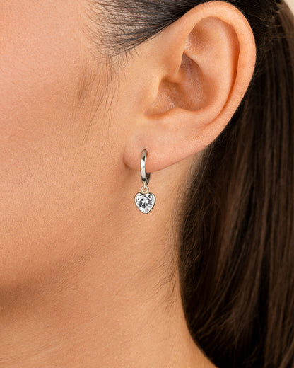 Sterling Silver Lizzy CZ Heart Drop Earrings