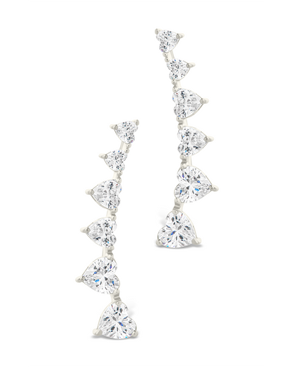 Sterling Silver Jillian CZ Heart Crawler Studs