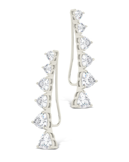 Sterling Silver Jillian CZ Heart Crawler Studs