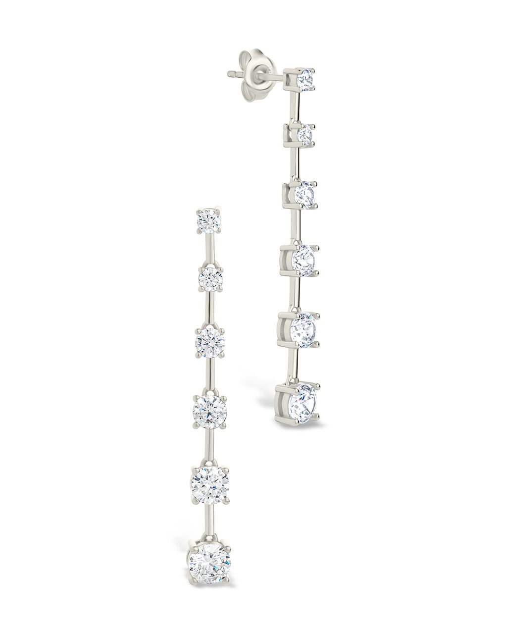 Sterling Silver Rue CZ Drop Earrings Silver