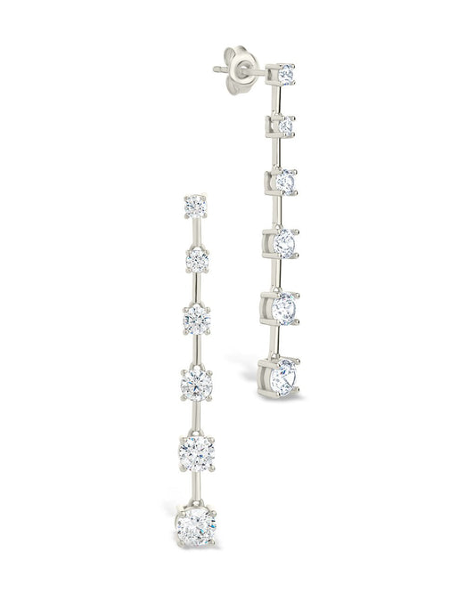 Sterling Silver Rue CZ Drop Earrings Silver
