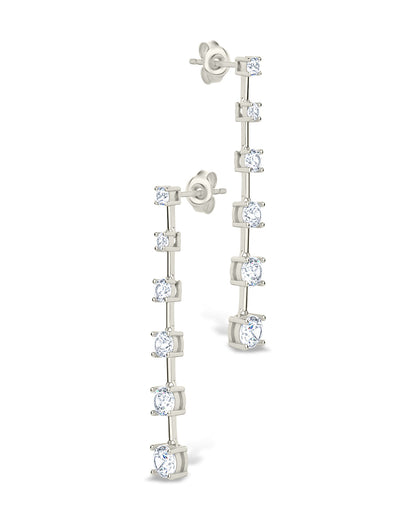 Sterling Silver Rue CZ Drop Earrings