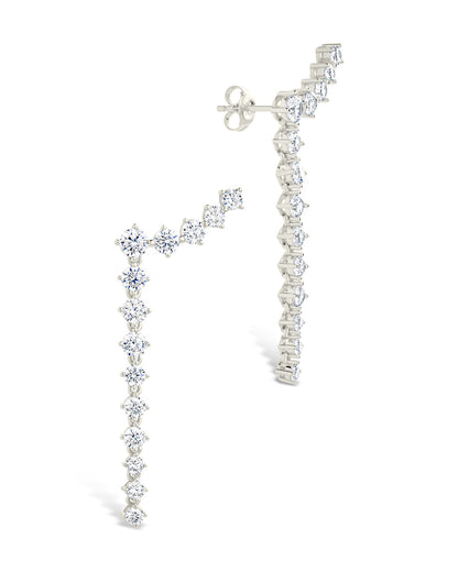 Sterling Silver Ziggy CZ Crawler Stud Earrings Silver