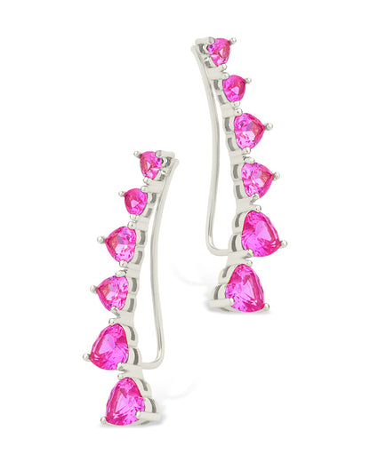 Sterling Silver Jillian CZ Heart Crawler Studs