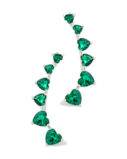 Sterling Silver Jillian CZ Heart Crawler Studs
