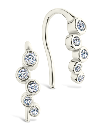 Sterling Silver Talia CZ Bezel Crawler Earrings Silver