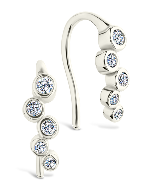 Sterling Silver Talia CZ Bezel Crawler Earrings Silver