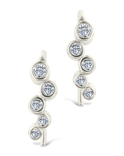 Sterling Silver Talia CZ Bezel Crawler Earrings