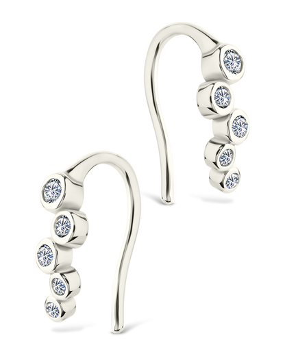 Sterling Silver Talia CZ Bezel Crawler Earrings