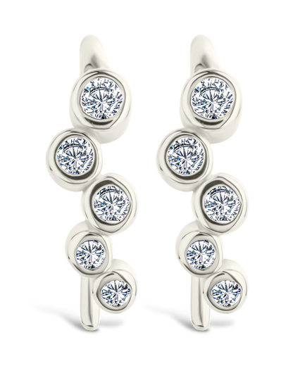 Sterling Silver Talia CZ Bezel Crawler Earrings