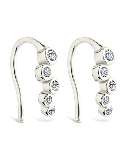Sterling Silver Talia CZ Bezel Crawler Earrings