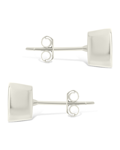 Sterling Silver Cushion Cut Bezel Set Stud Earrings