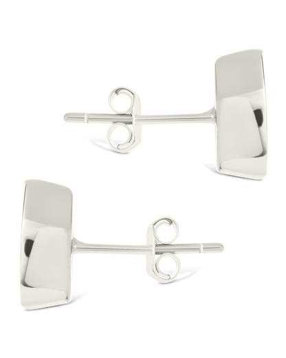 Sterling Silver Marquise Cut Bezel Set Stud Earrings