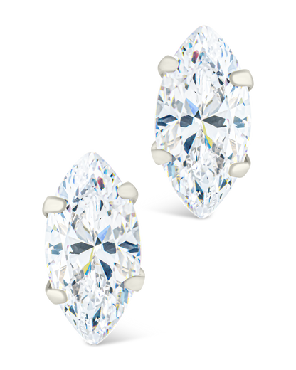 Sterling Silver Marquise Cut Prong Set Stud Earrings
