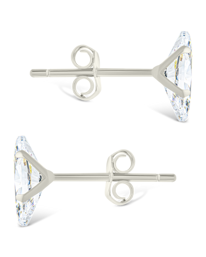 Sterling Silver Marquise Cut Prong Set Stud Earrings