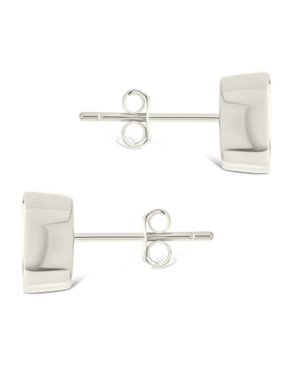 Sterling Silver Oval Cut Bezel Set Stud Earrings