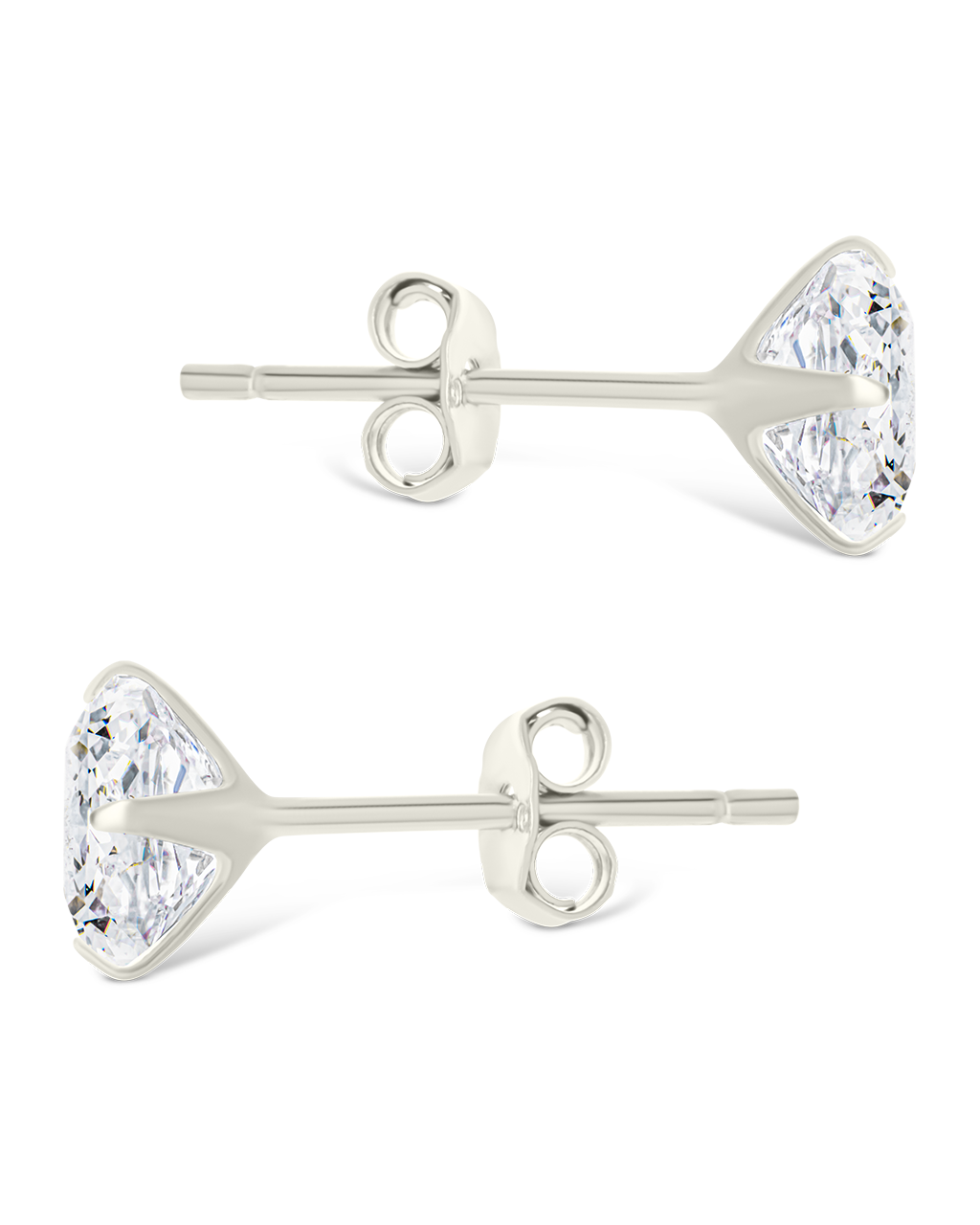 Sterling Silver Princess Cut Prong Set Stud Earrings