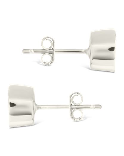 Sterling Silver Round Cut Bezel Set Stud Earrings