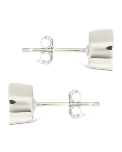 Sterling Silver Trillion Cut Bezel Set Stud Earrings