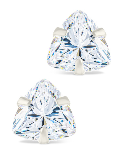 Sterling Silver Trillion Cut Prong Set Stud Earrings