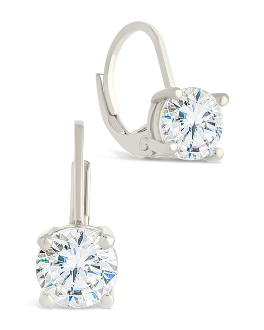 Sterling Silver Round Cut French Clip Earrings Silver