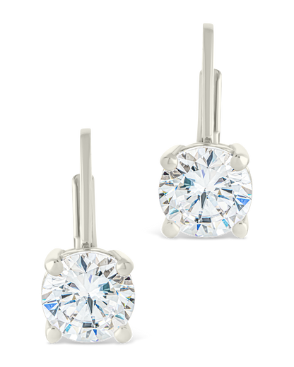 Sterling Silver Round Cut French Clip Earrings