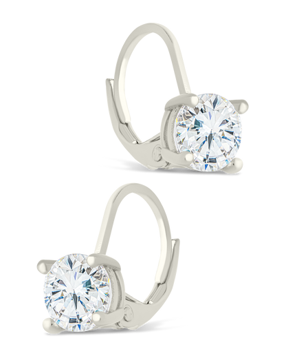 Sterling Silver Round Cut French Clip Earrings