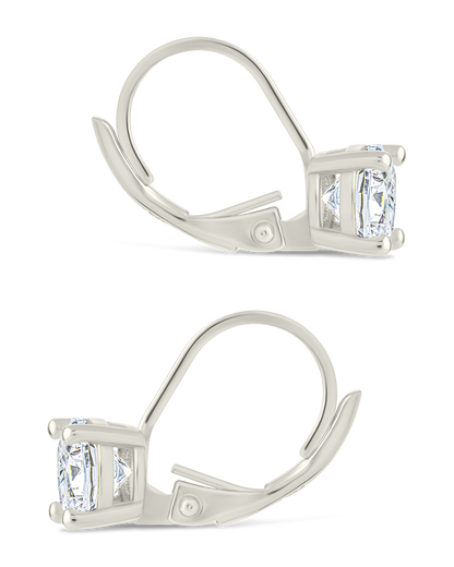 Sterling Silver Round Cut French Clip Earrings