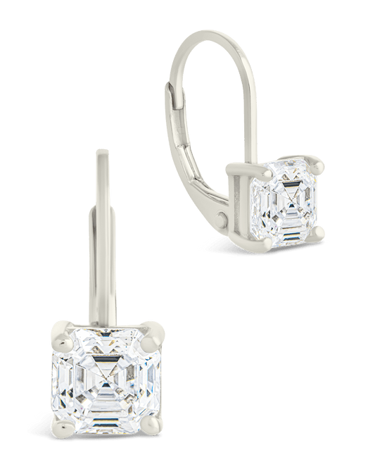 Sterling Silver Princess Cut French Clip Earrings Silver