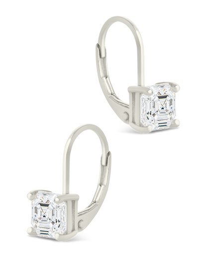Sterling Silver Princess Cut French Clip Earrings